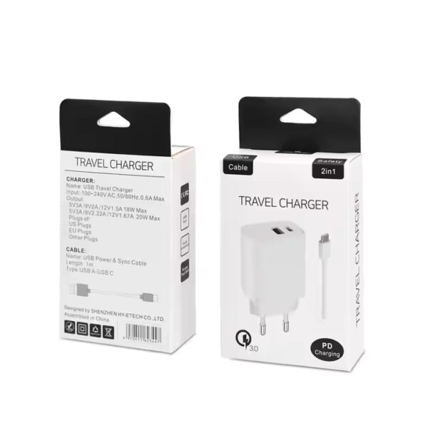 Custom Logo Wholesale CE RoHS Quality Nice Price PD 20W USB Type C Fast Charging Portable Mobile Phone Charger Cable Set Type-C