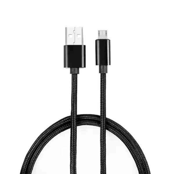 Shenzhen Factory Fabric Braided Metal Case Pure Black V8 8pin Type-c USB Data Charger Cable Smart Phone Data Line