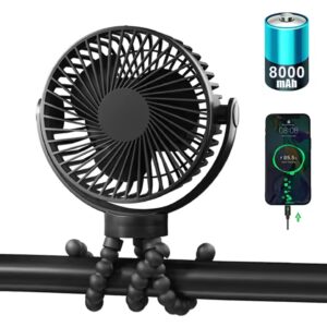 Customize Wholesale Easy to Grip Small but Mighty Mini Portable Stroller Fan 8000mAh USB Rechargeable Hand Held Air Cooling Fan
