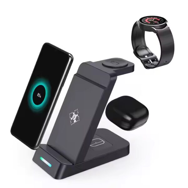Amzone Hot Selling Wireless Charge Station 15W Fast Charge 3 in 1 Wireless Charger for iPhone Samsung Smartphone Headphone Watch